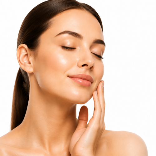 Woman with smooth, glowing skin after PDRN skin treatment