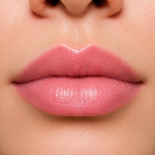 Pink and hydrated-looking lips after lip rejuvenation treatment