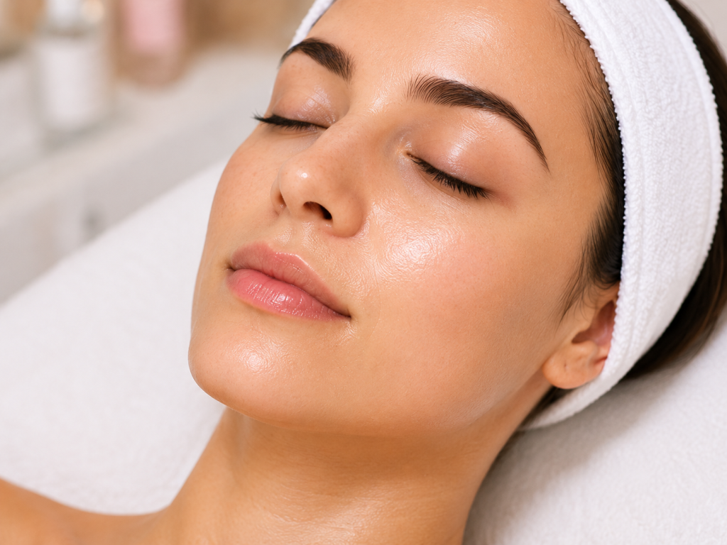 Glowing and hydrated skin after Salmon DNA Facial treatment